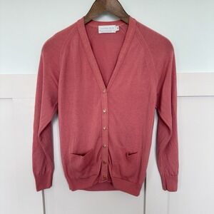 Edinburgh Washable Lambswool V Neck Cardigan SM Dusty Rose Golf Preppy Grandpa‎